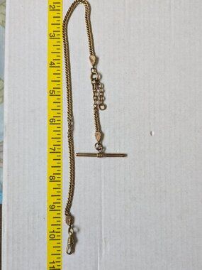 Antique H&H Gold Filled Prince Albert Design T Bar Dog Clip Watch Chain